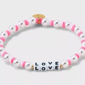 Little Words Project Love Bracelet with Pink and Pearl Beads, Sz S/M, NIB 🩷
